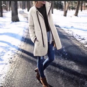 Cream colored white fleece coat
